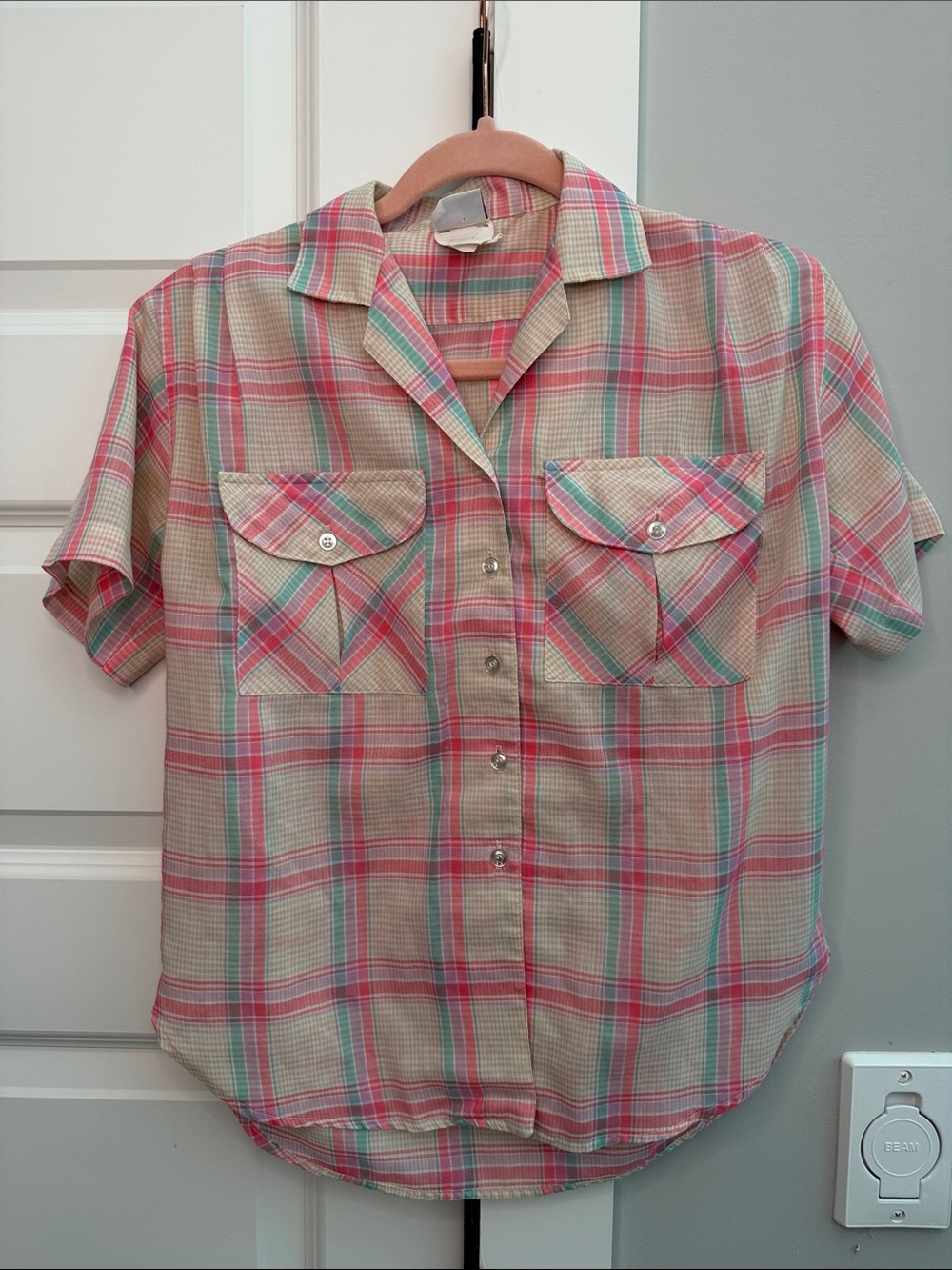 Vintage Land ‘n Sea Short-Sleeve Plaid Button-Down Shirt - Size Small